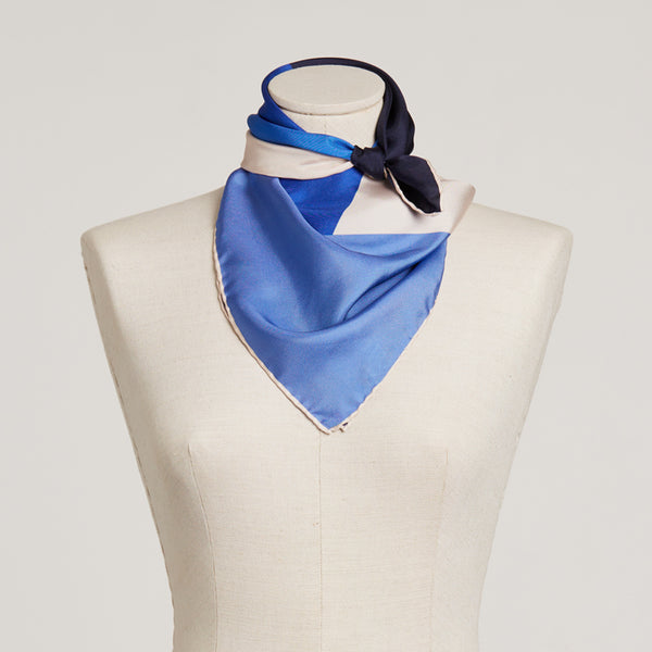 Geo Silk Scarf blue