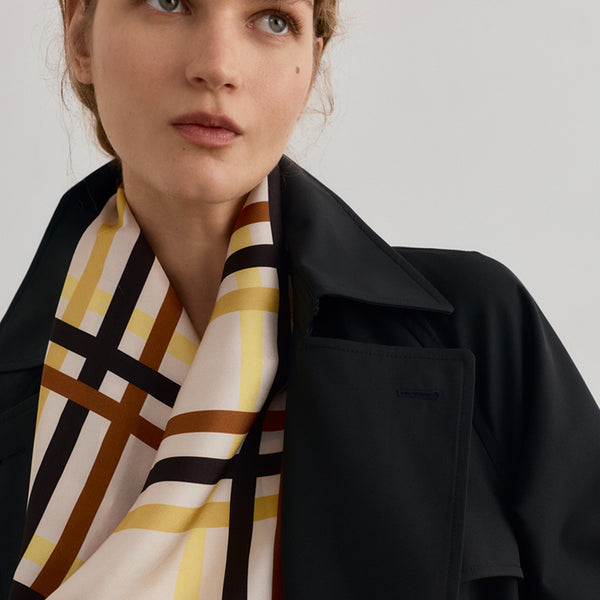 GALA Plaid Silk Scarf lemon