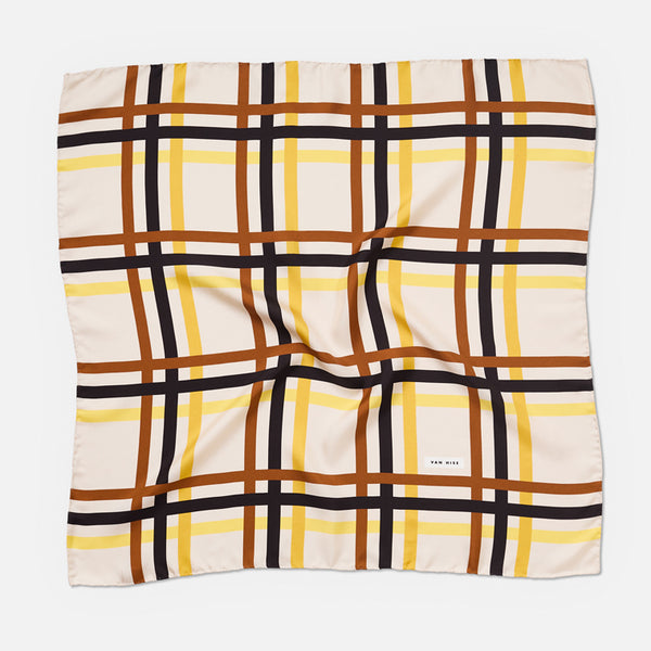 GALA Plaid Silk Scarf lemon