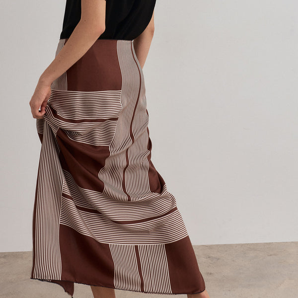 Weave Silk Scarf 90 chocolate