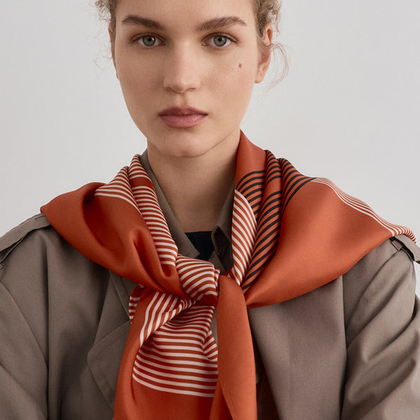 Weave Silk Scarf 90 orange