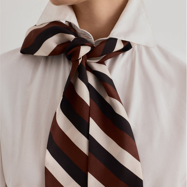 NOLITA Stripe Silk Scarf chocolate