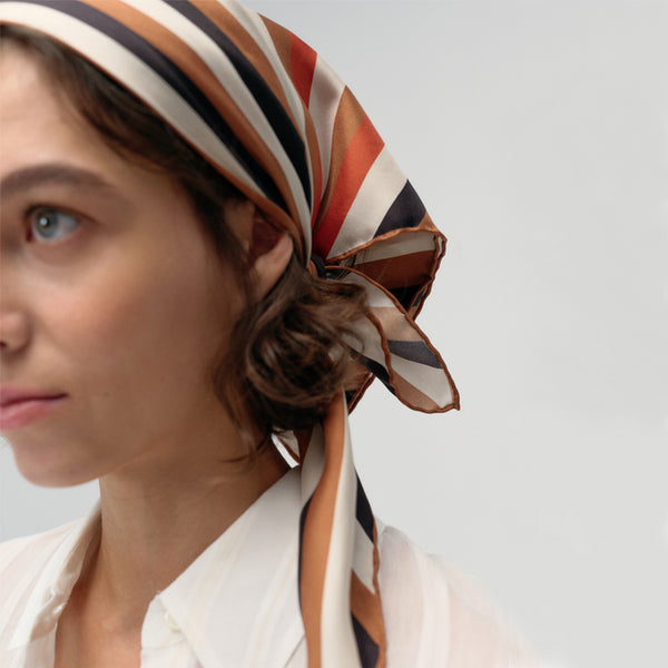 DIAGONAL Silk Scarf orange
