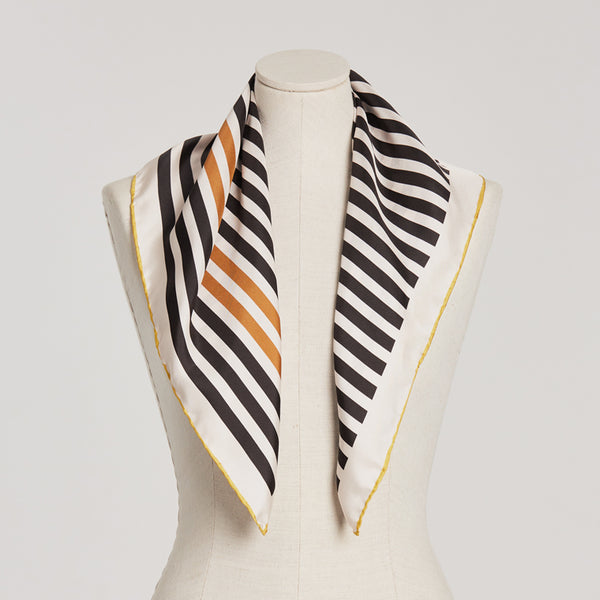 Med Stripe Silk Scarf camel