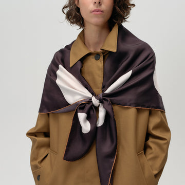 The CANDELA silk scarf wrap 120cm  / chocolate