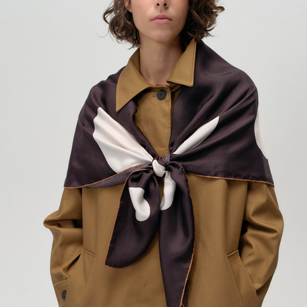 The CANDELA silk scarf wrap 120cm  / chocolate