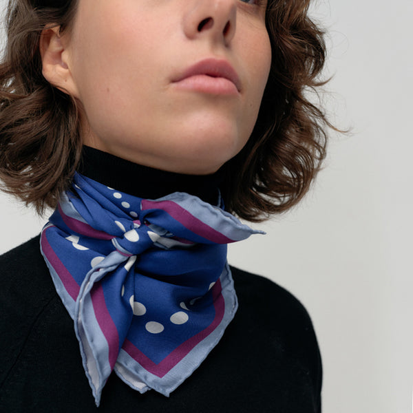 The MINI DOT Silk Scarf  / cobalt