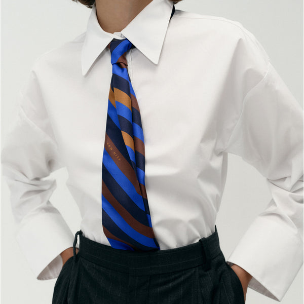 NOLITA Stripe Silk Scarf blue