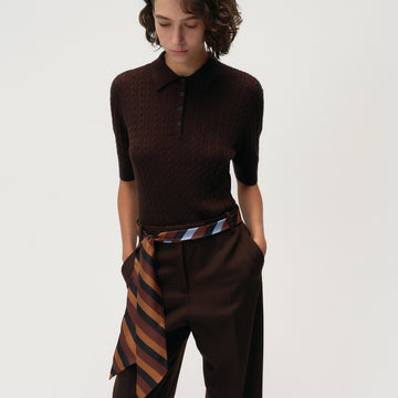 NOLITA Stripe Silk Scarf cognac