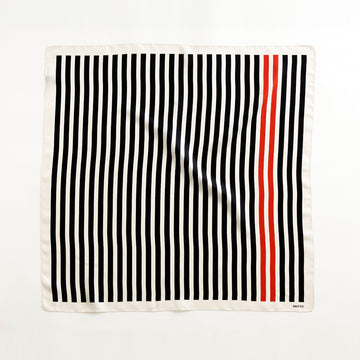 Med Stripe silk scarf red